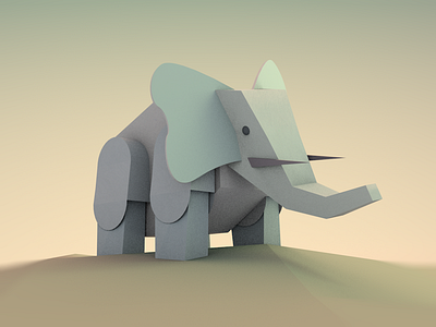 Elefant 3d c4d cinema4d low poly paper rendering