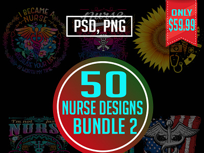 50 Best Nurse T-shirt Designs Bundle Part 1