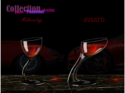 Wine glasses design "Phantoms": "RetroJag" & "Bugatti"