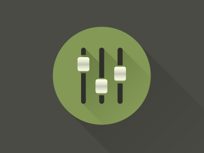Fader Icon — Live Sound Engineering charcoal fader flat green grey icon icon design long shadow music vector