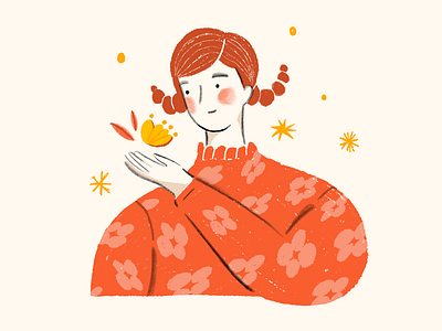 Girl in Flower Patterned Sweater