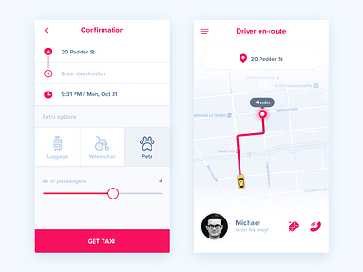 Taxi App android app destination ios map navigation route taxi uber ui ux
