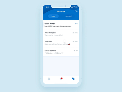Inbox page animation archive drag gestures inbox ios iphonex message messages motion motion animation protopie prototyping pull refresh transition