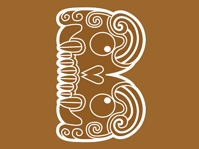 Aztec Letter B aztec b cool gods illustration letter lettering mayan mythology skull