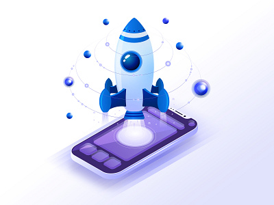 Rocket adobe illustrator branding colorfull design graphic design illustration isometrics minimal mobile phone rocket ui vector web