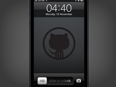 Octophone Lock Screen blacktocat github iphone lock screen octocat silhouette