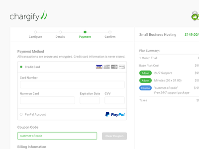 Subscription Signup Pages billing chargify checkout credit cards online ordering recurring billing responsive subscription subscription billing ui ux