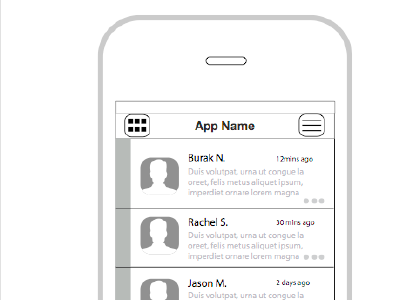 High Fidelity Wireframes of HandleThis feed layout navigation ui userinterface