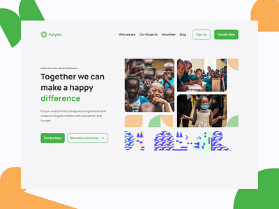 Foryou Donation platform Hero section design ui ux