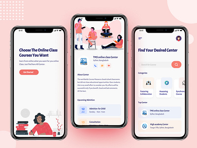 Online Class Course mobile App mobile app ui design ui ux web app website