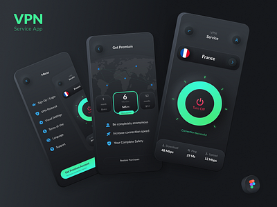 VPN Service App animation app design ios ui vpn анимация неоморфизм приложение