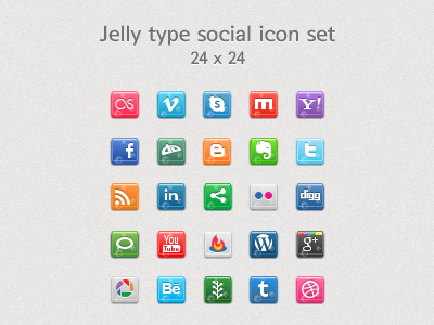 Jelly type social icon set icon jelly set social web