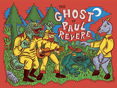 Ghost of Paul Revere Retro Lunchbox Illustration