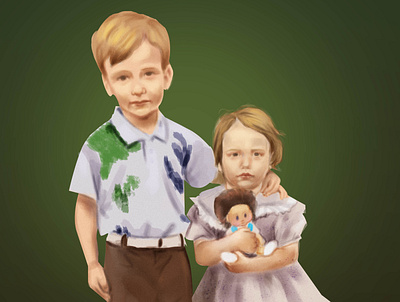 Family portrait art boy digitalart family girl kids