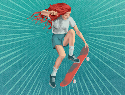 skater girl art digitalart ginger girl illustration photoshop sakter skateboard skatergirl