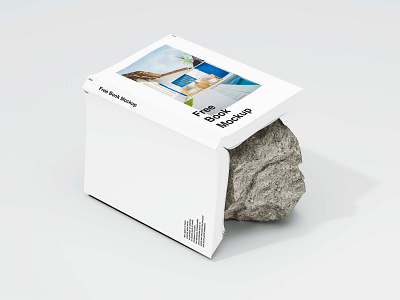 Free Opened Book with Stone Mockup
