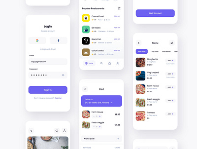 Free Hungger Food Delivery App UI Kit app app design free ui kit freebie ui freeui mobile mobile app design ui ui concept ui design ui kit ux uxdesign uxui