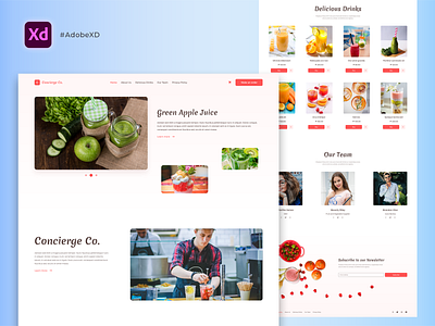 Free Delicious Drinks Landing Page (XD)
