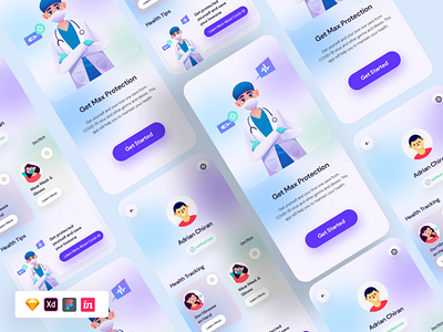 Free Covid 19 App UI Kit Concept