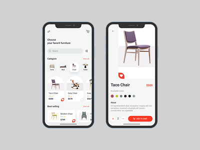 Free Furniture Store APP UI Kit Concept