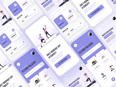 Free Work Out Fitness App UI Kit app design fitness app free ui kit freebie ui kit ui ui ux ui design ui kit ux ux design