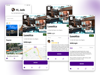 Hotelo - a hotel booking app concept app hotel mobile app product design travel ui ux design vacation