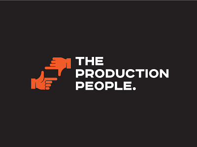 The Production People logo agency brand identity brand identity design branding broadcasting film frame hand hands icon icon design identity logo logo design media orange symbol symbol design