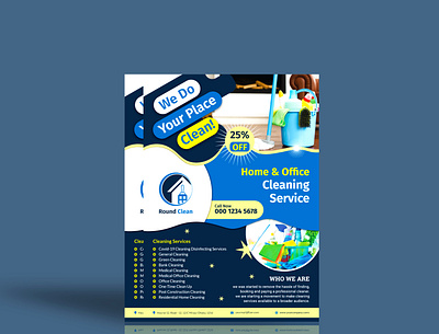 Home and Office Cleaning Flyer Blue02 branding clean cleaning service design flyer design illustration office cleaning room cleaning