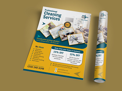 Professional Cleaning Service Flyer branding clean cleaning service design flyer design illustration minimal office cleaning room cleaning vector