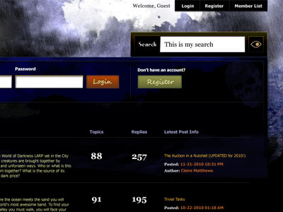 Forum atmospheric background form forum gaming inputs list roleplaying rpg search texture