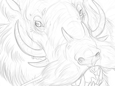 Same Dragon, Different Face brynn dragon fantasy metheney sketch tusks