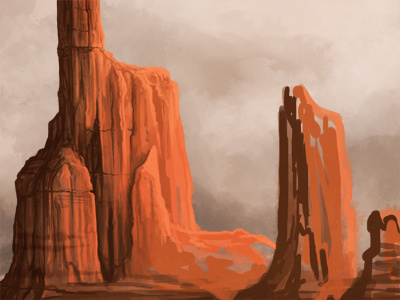 Pillars concept art desert illustration landscape painting the red valley