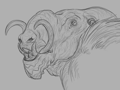 Tusks art brynn concept creature design drawing metheney