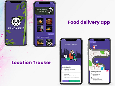 Panda dine (food delivery app) app design logo ui ux web