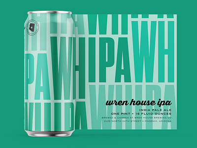WHIPA • Wren House India Pale Ale beer label branding design can art design illustration package design typography vector