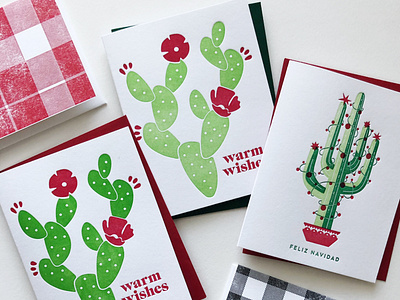 Feliz Navidad & Warm Wishes branding design design illustration letterpress cards printmaking stationery vector