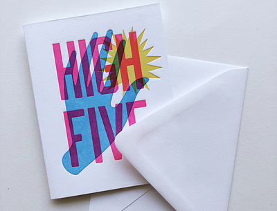 High Five Letterpress Card branding design illustration letterpress printmaking stationery vector