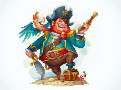 Argh! character character design corsair illustration island parrot pirate pirates treasure vector