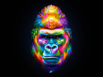 Gorilla animal ape colorful gorilla illustration monkey painting