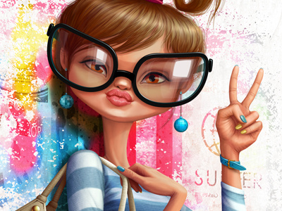 Hello! cartoon character fashion girl hello illustration look style