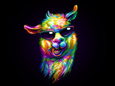 Llama alpaca animal character colorful illustration llama paco painting