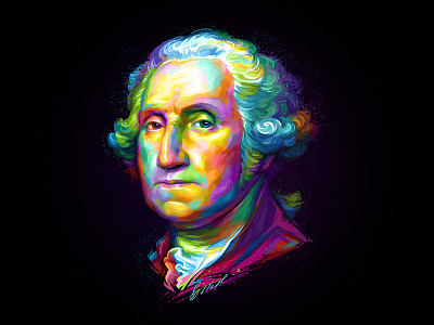 George Washington colorful illustration painting president usa washington