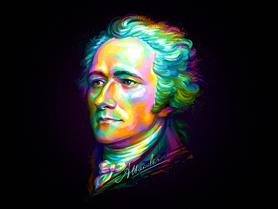 Alexander Hamilton colorful hamilton history illustration painting usa