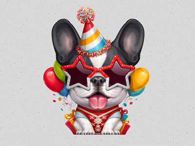 Happy Birthday! animal birthday bulldog dog french party pet vector