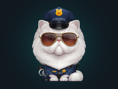 Cat Police animal cat character officer persian pet police vector