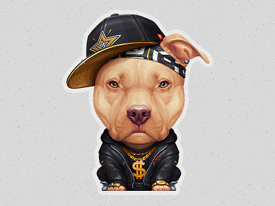 Pitbull animal character dog hip-hop music pet pitbull rap vector