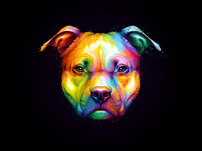 Pitbull Colorful american colorful design dog illustration painting pet pit bull pitbull rainbow terrier