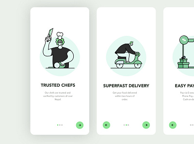 Food delivery app onboarding design ui ux vector