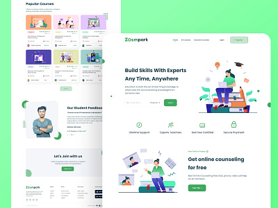 elearning Platform Landing Page Design agency web design clean ui courses education elearning platform illustration landing learning website muzli page ui web design web ui design website design