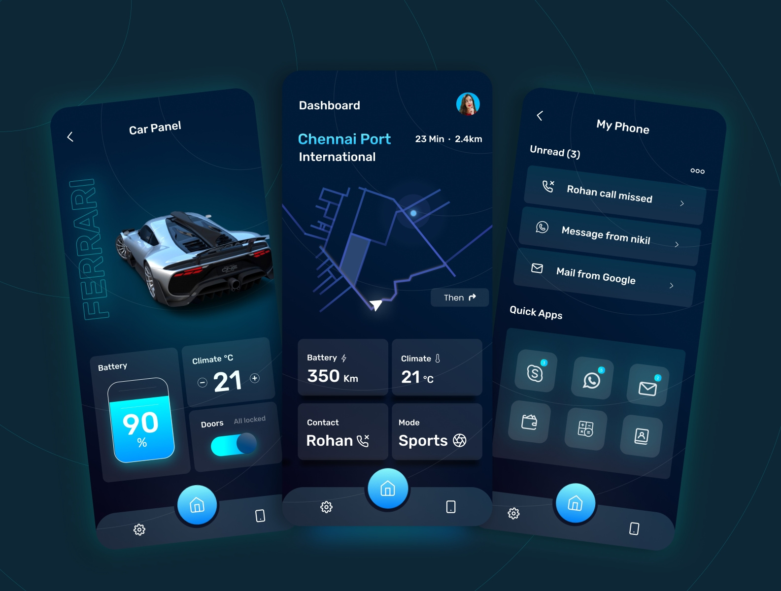 Futuristic car dashboard app by Harshath Gm on Dribbble
